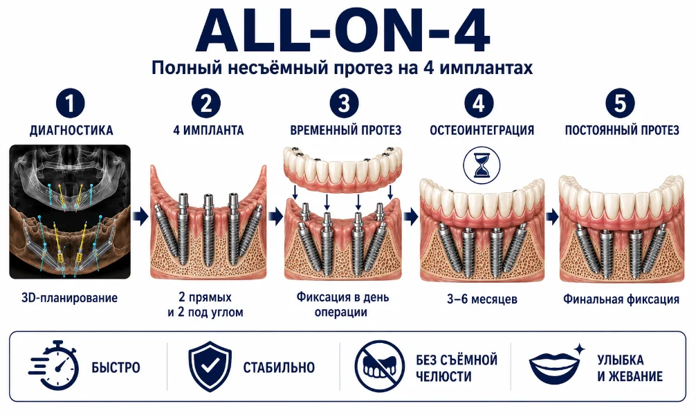 All-on-4 — вся челюсть на четырёх имплантах — стоматология NuAnce